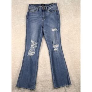 Judy Blue Jeans Womens 5/27 (27x29) Raw Hem Bootcut Stretch Distressed JB82542MD